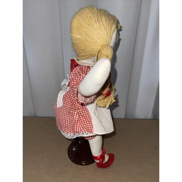Campbells Brand Girl Rag Doll With Pig Tails and Heart Apron Approx 18 Inches - Picture 4 of 6